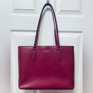 Kate Spade Raspberry Pink/Burgundy leather tote bag  Like New! EUC